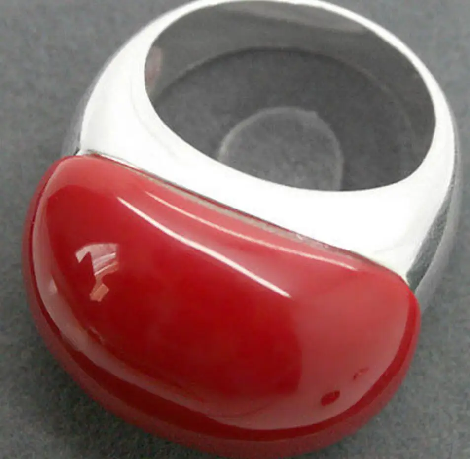 Free Shipping Elegant 15X21mm Red Coral 925 Sterling Silver Marcasite Ring Size 7-10 | Украшения и аксессуары