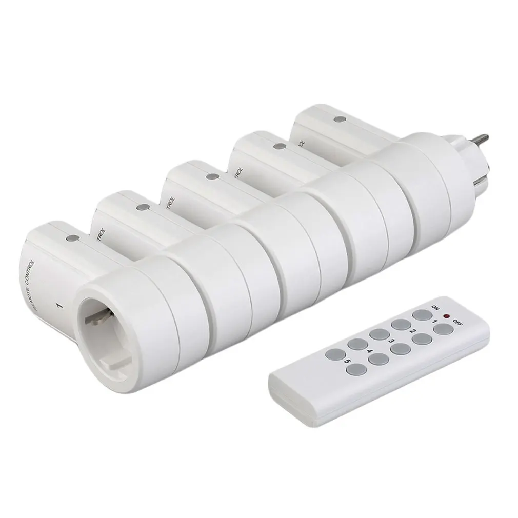 

5 Wireless Remote Control Switches Mains Socket with Remote Control Electrical Plugs Adaptors Power Outlets EU Plug Hot Selling