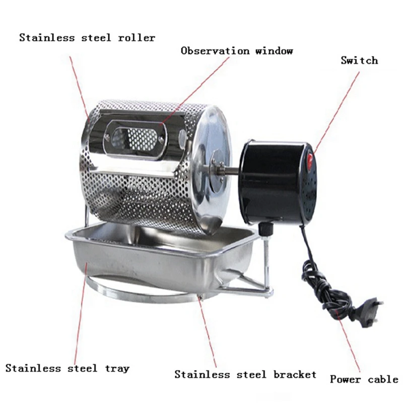 Бытовые электрические Кофе ростеры мощность нержавеющая сталь машина для жарки кофейного зерна орехи фасоли машина для выпечки ЕС Plug