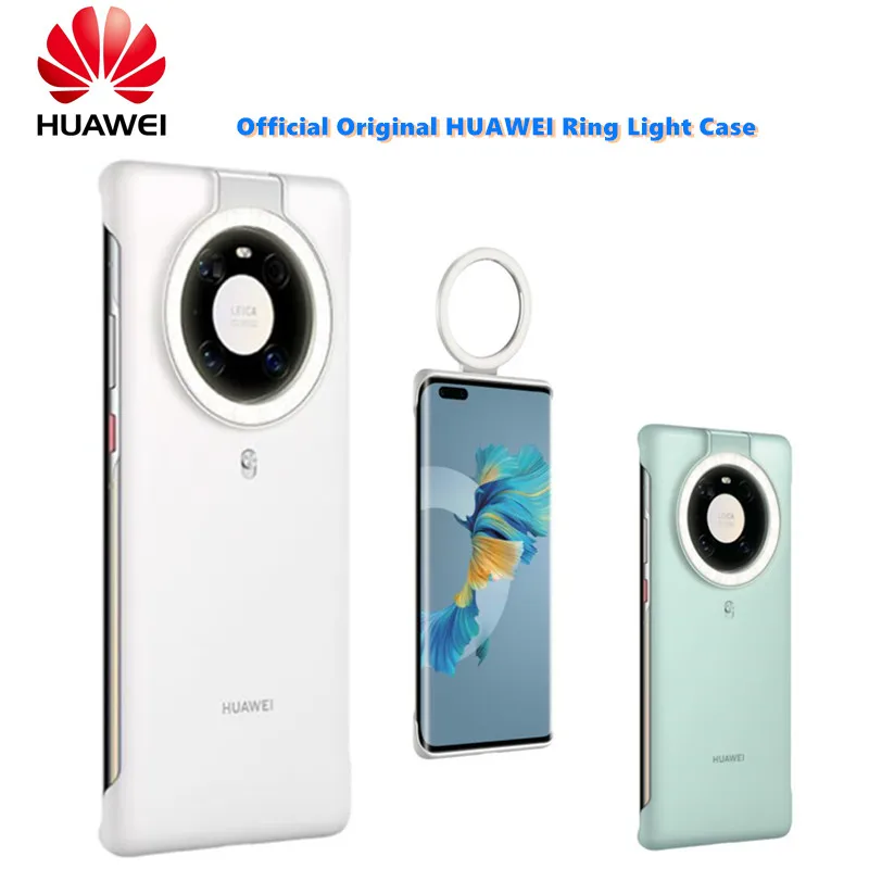 Official Original HUAWEI Mate 40/40 Pro Ring Light Case additonal lighting Flash Camera Phone Case Cover with Mini Flashlight