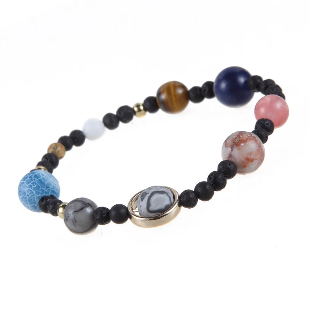 

Fashion Women Girls Nine Planets Of Solar System Stone Beaded Bracelet Bangle