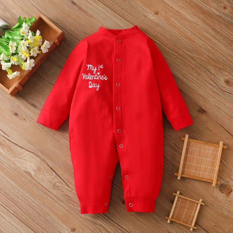 

Valentines Day Infant Baby Boys Rompers Cotton Comfortable 2020 Spring Button Long Sleeve Girls Rompers