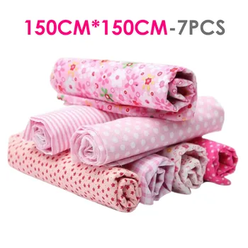 

7pcs Cotton Plain Fabric Patchwork Cloth DIY Sewing Quilting for Bed Sheet Dress andmade Craft Doll For Baby Kids Acceriess