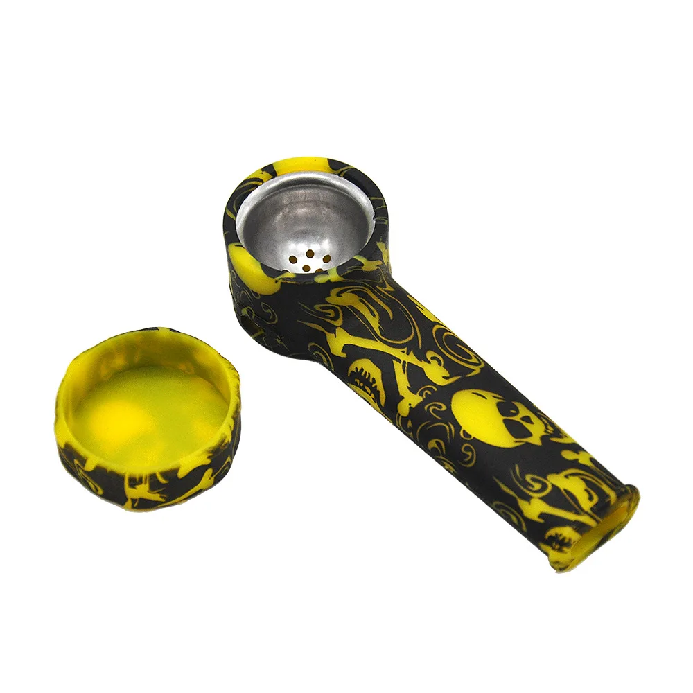 

Silicone printing small pipe portable pipe Multi-pattern ghost head pipe unbreakable tobacco Hand Pipes