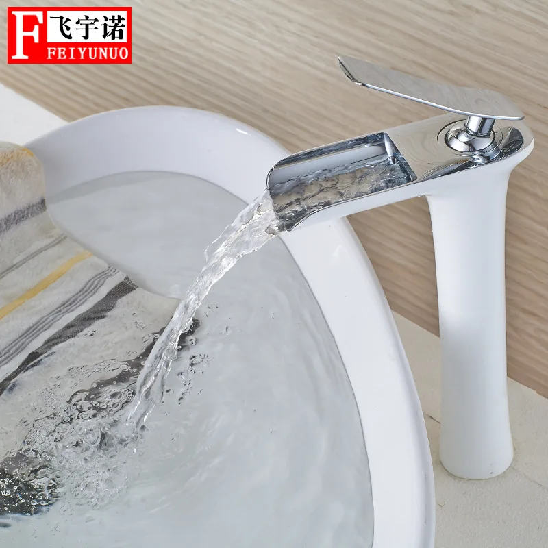 

Copper Faucet Source Factory Goods Bathroom Hot And Cold Mixing Water Basin Faucet New Style Waterfall Black And White With Patt