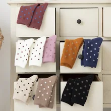 Модные женские носки в горошек, плотные,, Осень-зима, новые, теплые, удобные, с дезодоратором дышащие, длинные женские носки