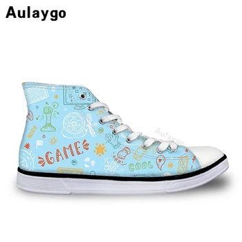 

Aulaygo Girl Sneakers Boy Shoes Kids Girls Paint Game Patterns Canvas Shoes Casual Lace Up Classic Children Outdoor Flat Student