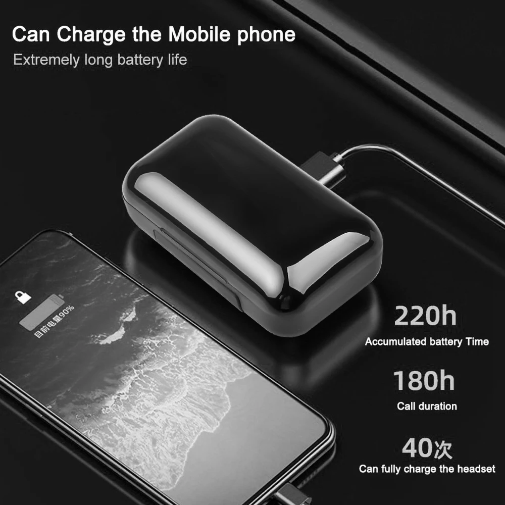 F9 5 0 TWS Bluetooth Headphones Wireless Touch Earphones With Mic LED Display Sport Gaming Earbuds With Charging Box