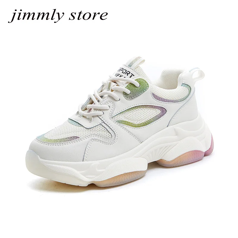 Chunky Sneakers Casual Shoes Women Spring Sports Tenis-Basket Reflective Femme Fashion