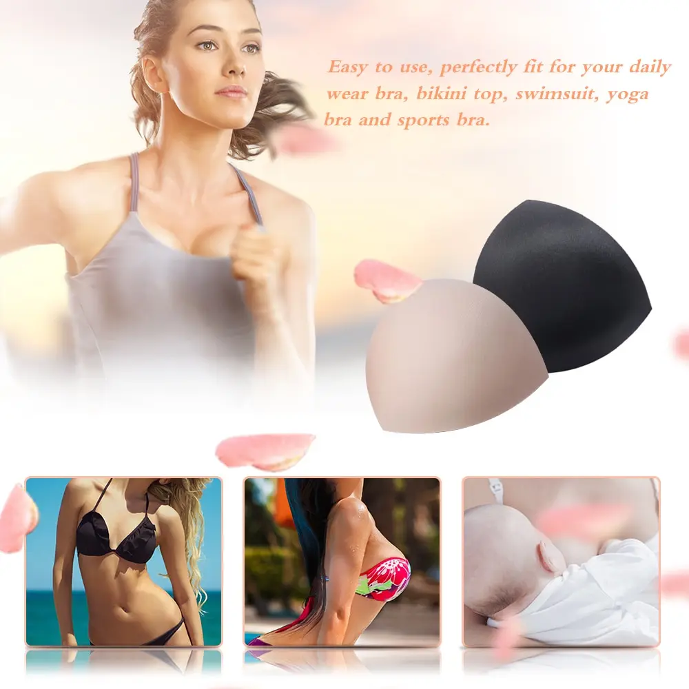 

Womens Bra Pads Removable Bra Inserts Triangle Shape Sponge Breathable Bikini Pad Swimsuit Cups Yoga Sport Swimwear Bra Pads