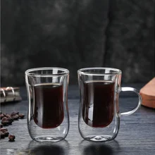 2 шт GH стеклянная чашка с двойными стенками, термостойкая Стеклянная Ручка для чая, кофе, латте, эспрессо, холодный чай, кружки для посудомоечной машины