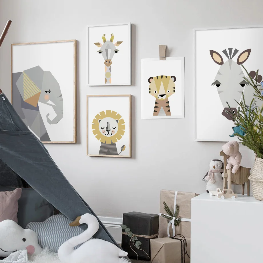 Lion-Giraffe-Zebra-Elephant-Monkey-Animals-Wall-Art-Print-Canvas-Painting-Nordic-Posters-And-Prints-Wall