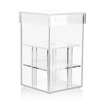 

Clear Acrylic Rose Flower Box Makeup Organizer Artificial Flower Bouquet Flower Gift Box Valentine'S Day Wedding Decor