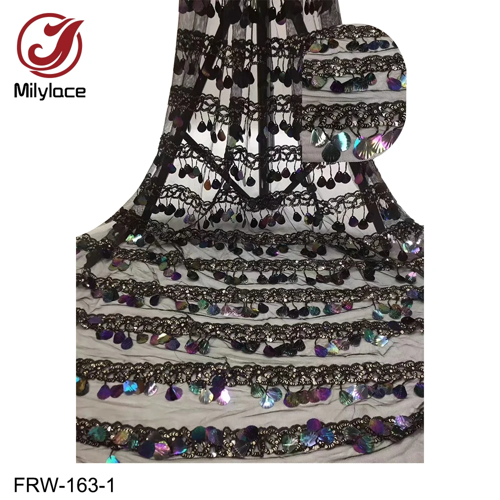 Latest African Lace Fabric Hot Selling 3D Sequins Tulle Beautiful Nigerian for Dress FRW-163 | Дом и сад