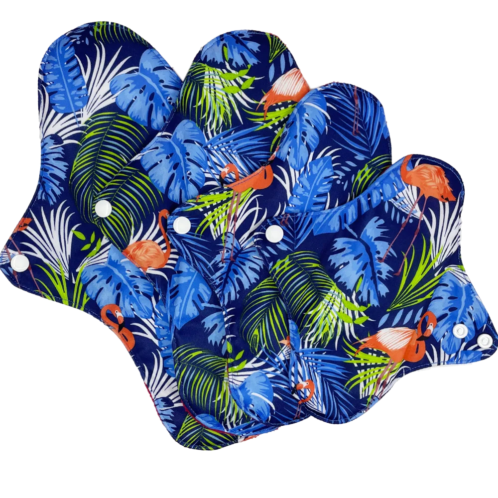 reusable cloth pads for periods, red micro-fleece inner menstrual pad with wings, 4 sizes women sanitary day and night pads 5