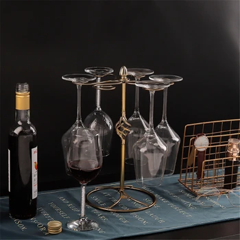 

Nordic Retro Red Wine Cup Holder Wrought Iron Ornaments Home Detachable Wine Rack Upside Down Goblet Rack Bar Wine Hanging Rack