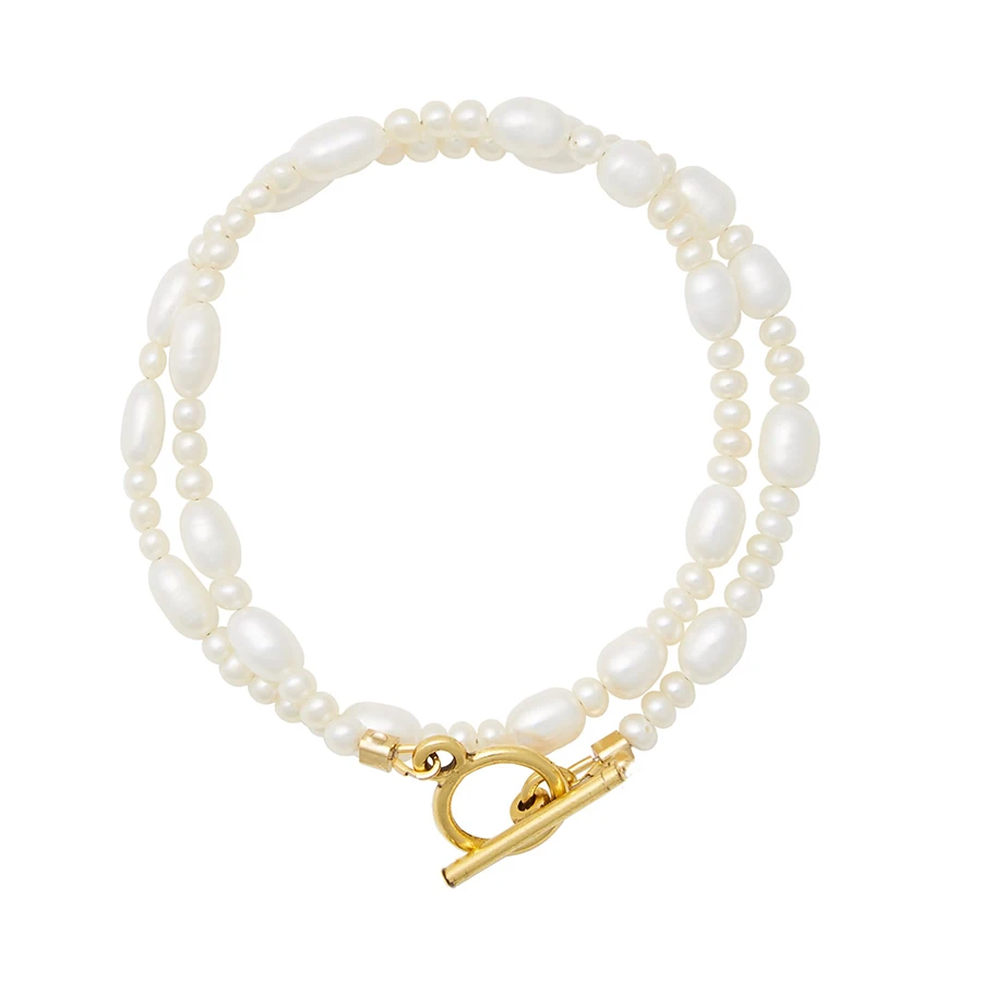 14.3 inch bracelet Прямая поставка, настоящий натуральный пресноводный барочный жемчуг, браслеты и браслеты для женщин, Кристальные бусины, ювелирные изделия, Подарочный браслет - Окраска металла: 14.3 inch bracelet