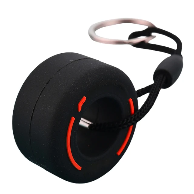 Simulation Cartoon Small Tire Keychain PVC Soft Rubber Key Ring Car Decoration Accessories PVC tire keychain Car pendant Red