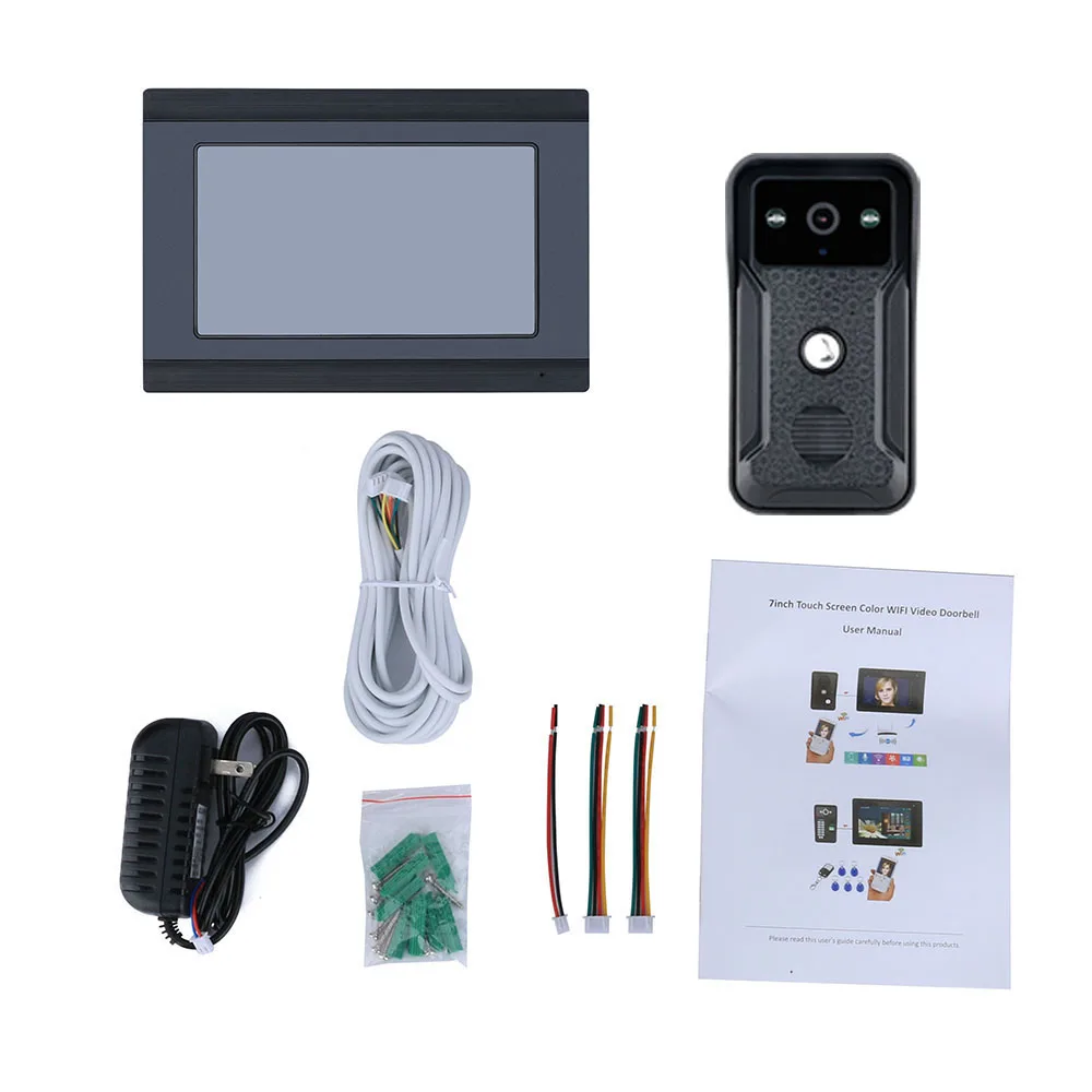 1080P 7 дюймов wifi видео домофон система Водонепроницаемый дверной Звонок камера приложение управление удаленное разблокирование для домашней квартиры - Цвет: US Plug