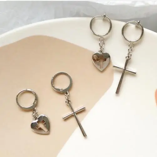 

10 pair /lot fashion jewelry metal cross heart earring for women