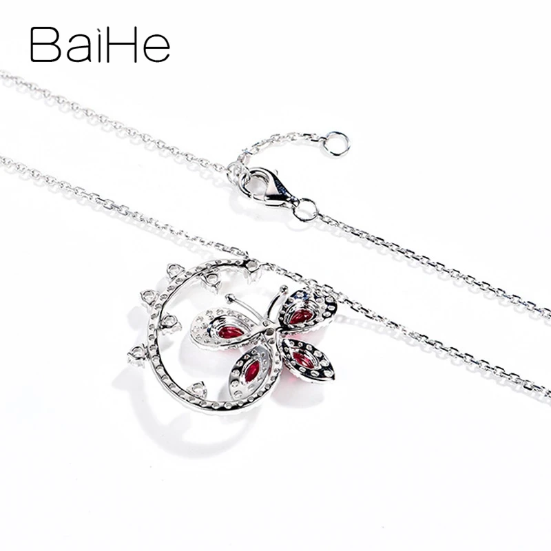 BAIHE Solid 18K белое золото Сертифицированный 0.50ct безупречный натуральный рубис бриллианты Свадебные модные ювелирные изделия ожерелья