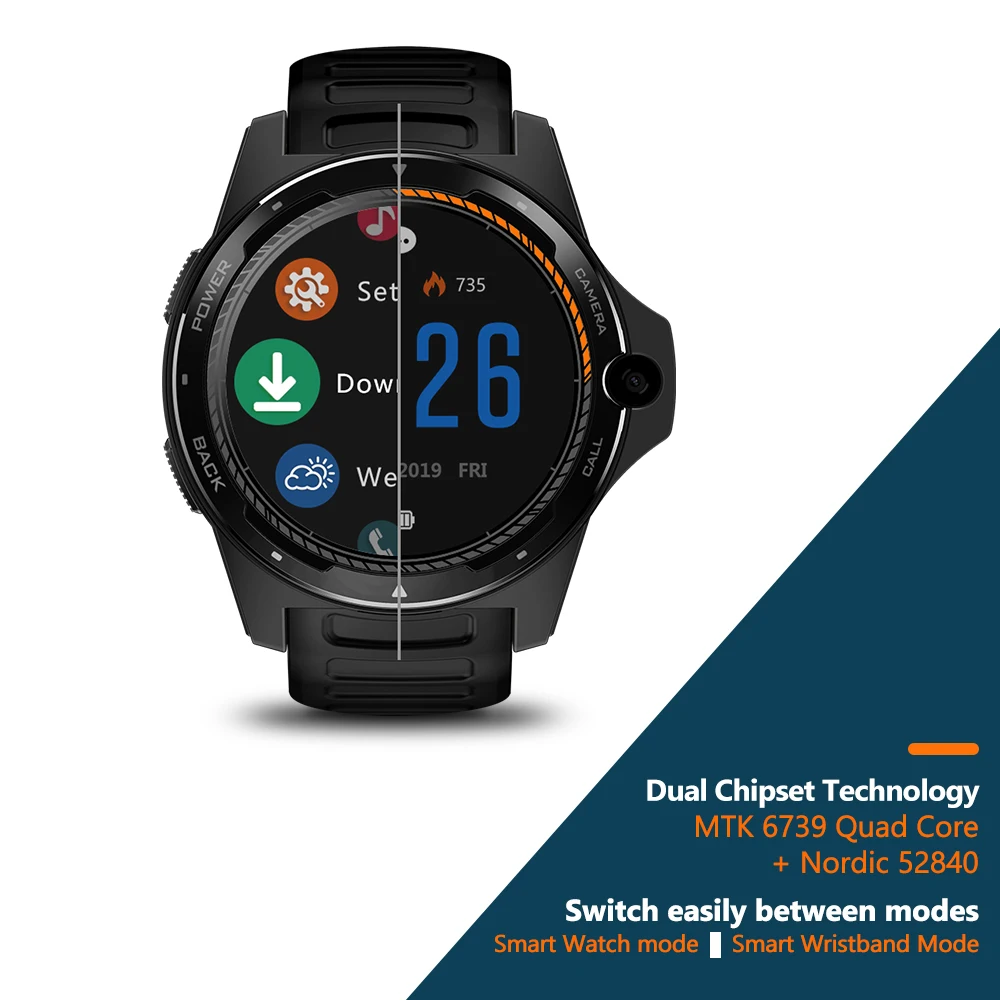 Новинка zeblaze Thor 5 двойная система Smartwatch 4G WiFi Android IOS телефон 2 Гб+ 16 Гб 8.0MP передние Смарт-часы с камерой черный