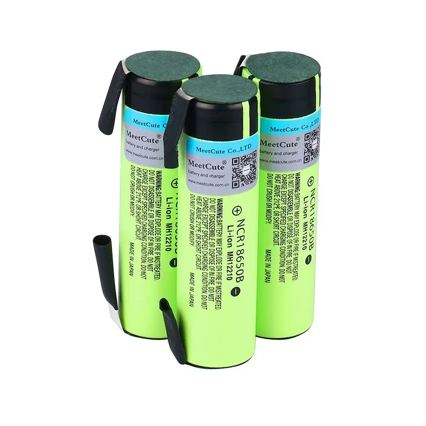 Meetcute 3400mAh NCR18650B 3,7 V защищенная 18650 батарея перезаряжаемая литиевая батарея с DIY никелевая деталь для фонарика - Цвет: 3pcs