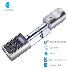 WE.LOCK-cerradura con contraseña y Bluetooth, cerradura inteligente de puerta con tarjeta RFID, electrónica, cilindro de bloqueo ajustable sin llave