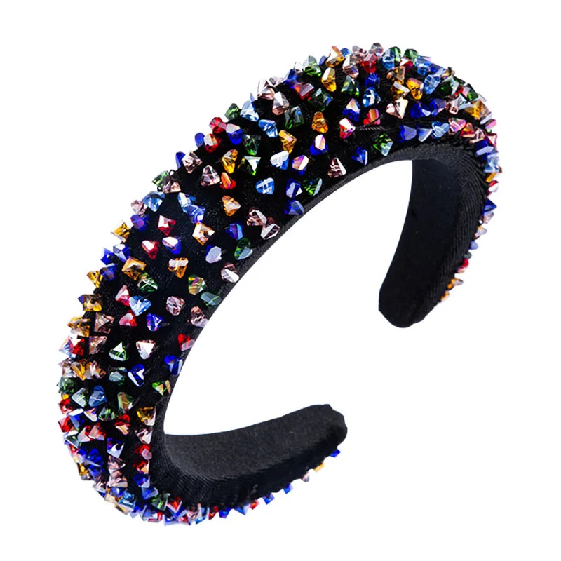 

Hand Sewing Heteromorphic Crystal Headband Luxury Baroque Padded Hairband Gem New Trendy Headdress Head Hoop Hair Ornament