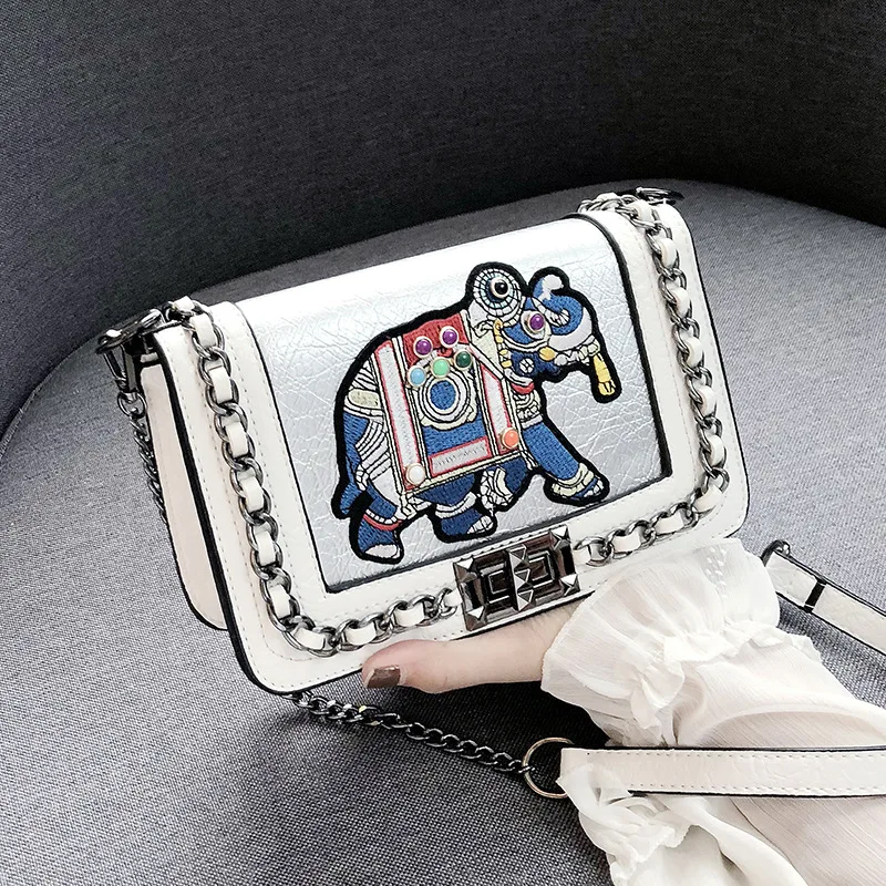 

Bags for Women 2020 Shoulder Diagonal Bag Small Square Bag Fashion Wave Wild Baby Elephant Embroidery Female Bag Ins Wallet