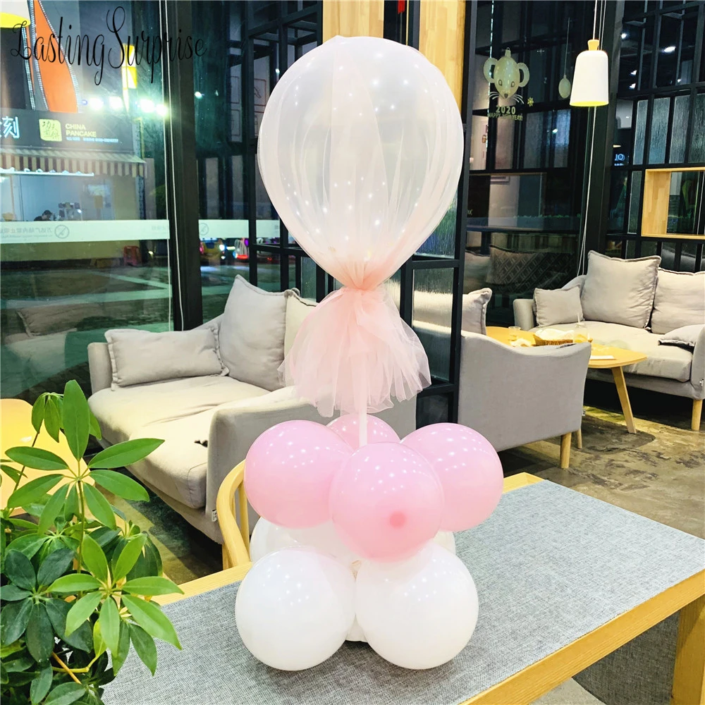 12 Confetti Balloon Tulle Balloons Stand Balloon Holder Column Plastic Balloon Happy Birthday Wedding Decoration Party Favors (17)
