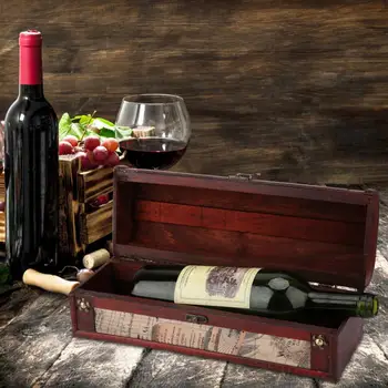 

Storage Box Vintage Wooden Red Wine Champagne Single Bottle Packing Storage Box Wedding Birthday Gift acrylic organizer