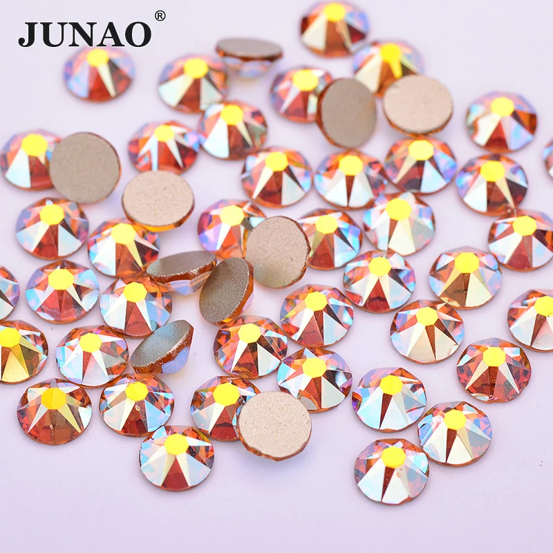 JUNAO 1440 шт. SS16 SS20 SS30 16 граней Топаз AB стекло хрустальная стразы аппликация плоская