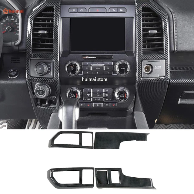 

Центральная контрольная консоль из углеродного волокна для Ford F150 2015-2020, чехлы на решетки вентиляционного отверстия, облицовка панели приборной панели