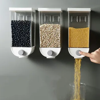 

Kitchen Food Dispenser Cereal Container Storage Pantry Organization Wall Mounted ABS For Oatmeal Flour Noodles Baking Supplies