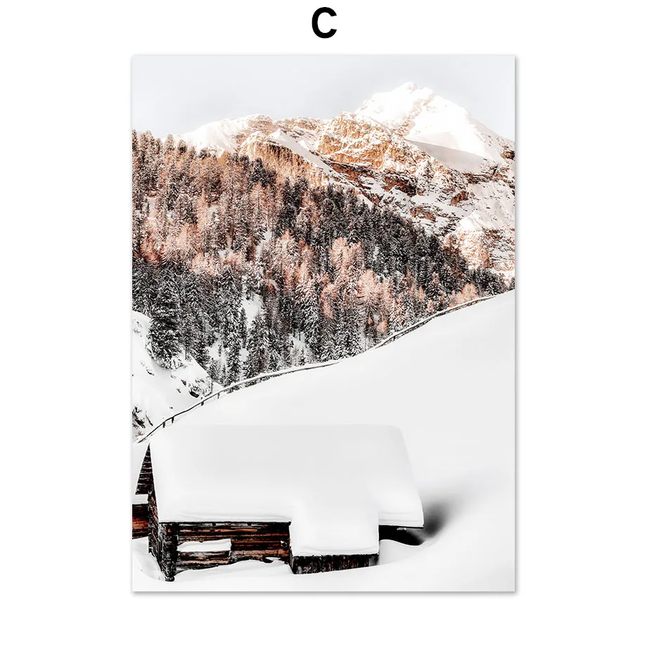 Snow-Lake-House-Pine-eagle-Horse-Wall-Art-Canvas-Painting-Winter-Nordic-Posters-And-Prints-Wall (5)