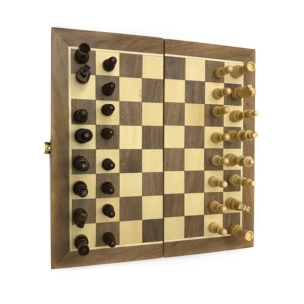 Funny Checkers Portable Durable Learning Games Gift Adult Folding Board Wooden Toy Travel Magnetic Kids Entertainment Chess Set