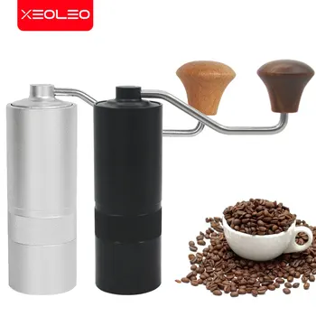 XEOLEO-수동 커피 그라인더 알루미늄 핸들 수동 그라인더, 핸드 커피 콩 버 그라인더 야외 여행 휴대용 커피 밀러