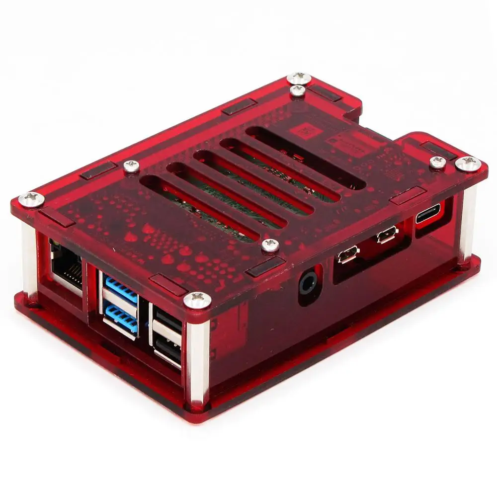 Корпус C4: прозрачный красный Raspberry PI 4 корпус коробка PI4 Модель B 1 ГБ/2 ГБ/4 ГБ полиметилметакрилатные акриловые крышки корпуса КОРПУСА коробка Raspberry PI 4B