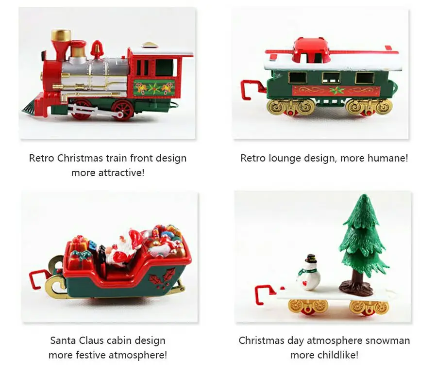 Christmas Electric Rail Car Train Electric Railway Train Racing Road Transportation Building Toys Christmas Gift for Children