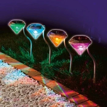 

New Outdoor LED Solar Powered Decoration Garden Path Stake Lanterns Lamps LED Diamonds Lawn Light Solar Light Pathway