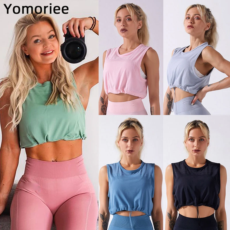 

Seamless Yoga Bra For Women Sexy Gym Sport Workout Running Training Loose Vset Solid Color High Rise High Elastic Tank Yomoriee