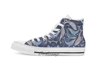 

School of whales Custom Casual High Top lace-up Canvas shoes sneakers Drop shipping