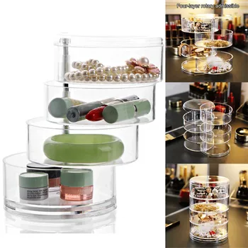 

360°Rotating Transparent Acrylic Organiser Cosmetic Storage Box Drawer Holder Jewellery Case Box Multi-Layer Makeup Box