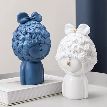 

NORDIC MODERN GIRL STATUETTE HOME DECOR RESIN FIGURINES WINE CABINET DECORATION ACCESSORIES FOR THE LIVING ROOM DESKTOP GIFT