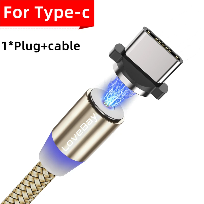 Lovebay 3 м Магнитный Micro USB кабель для iphone samsung huawei Xiaomi телефон тип-c кабель магнит зарядное устройство провод шнур Быстрая зарядка - Цвет: Gold For Type C