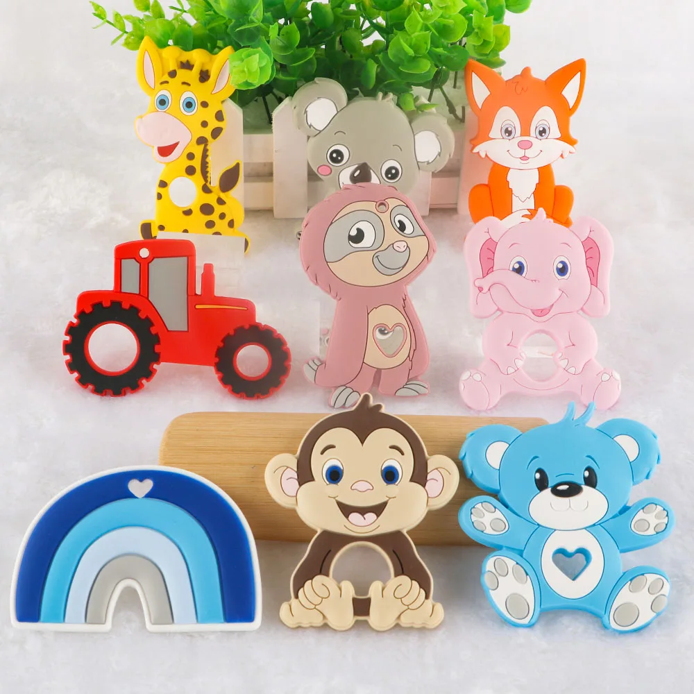 Kovict 1Pc Cartoon Animal Silicone Pendant BPA Free DIY Silicone Bead Necklace Pendant Handicrafts Accessories