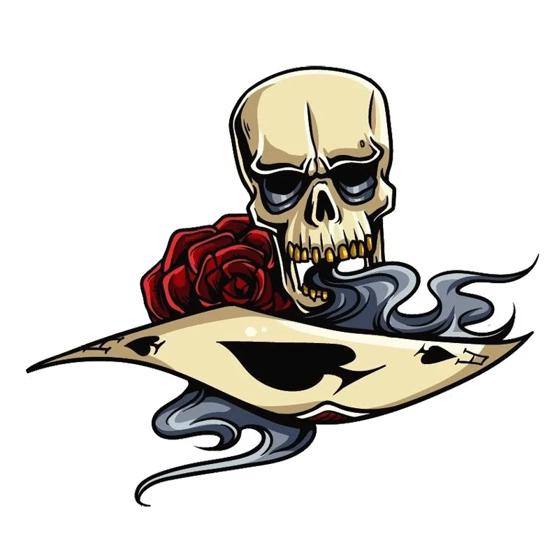 Personality Sticker Skull Ace Gambling Decal Car Decoration Personalized Color PVC Waterproof 15cm * 13cm | Автомобили и