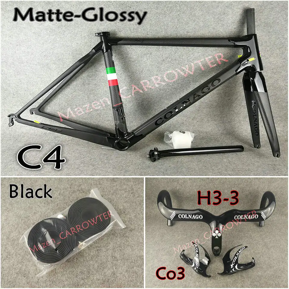 3K матовый-глянцевый черный Colnago C60 карбоновая рама+ руль+ седло+ клетки для бутылок+ 50 мм карбоновый набор колес с NOVATEC A271 ступицы - Цвет: Package 4