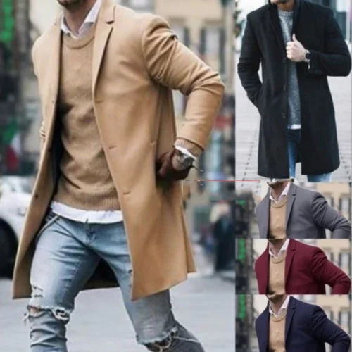 New Fashion Mens Wool Coat Winter Trench Coat Outwear Overcoat Long Sleeve Jacket Streetwear Plus Size New Fashion Mens Wool Coat Winter Trench Coat Outwear Overcoat Long Sleeve Jacket Streetwear Plus Size